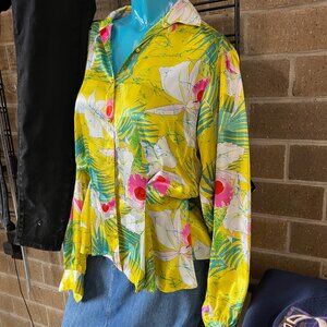 Idee Force Vintage 80s Women's blouse floral print size 6